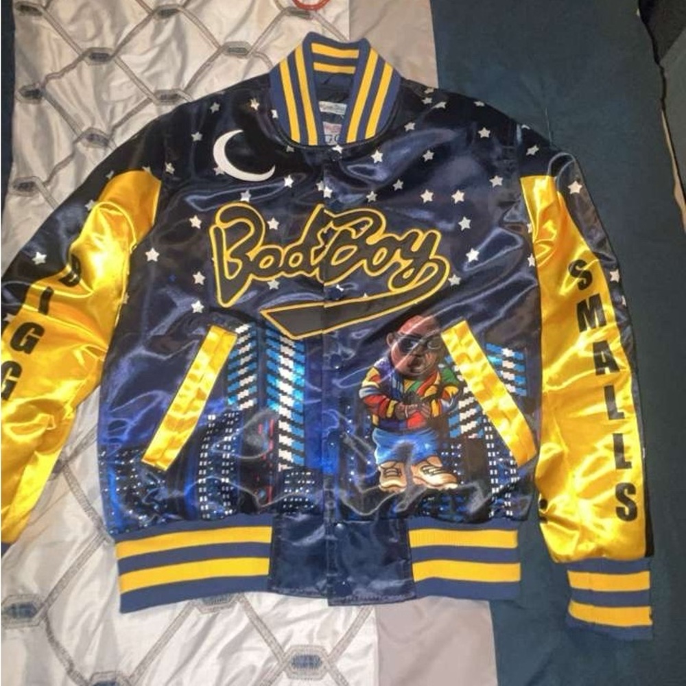 Bad Boy Satin Jacket with Yellow and Blue Design